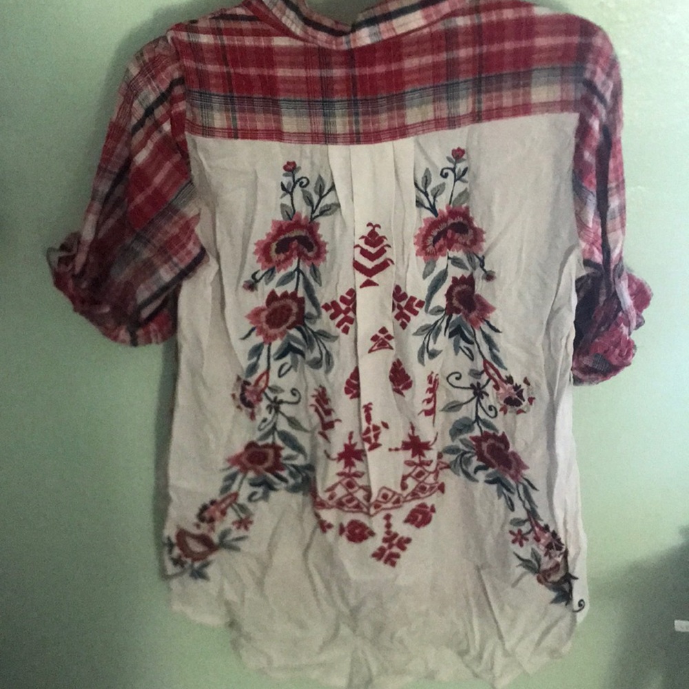 Embroidered Plaid tunic